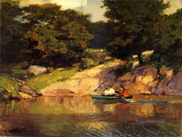 Paseos en bote en la playa paisajística de Central Park Edward Henry Potthast Pinturas al óleo